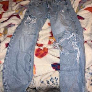 PacSun Women's Light Blue Distressed Relaxed Jeans